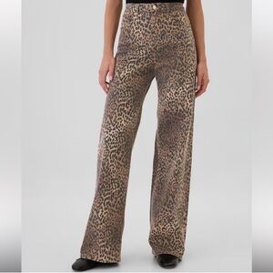 GAP Leopard-Print Wide Leg Pants in Brown